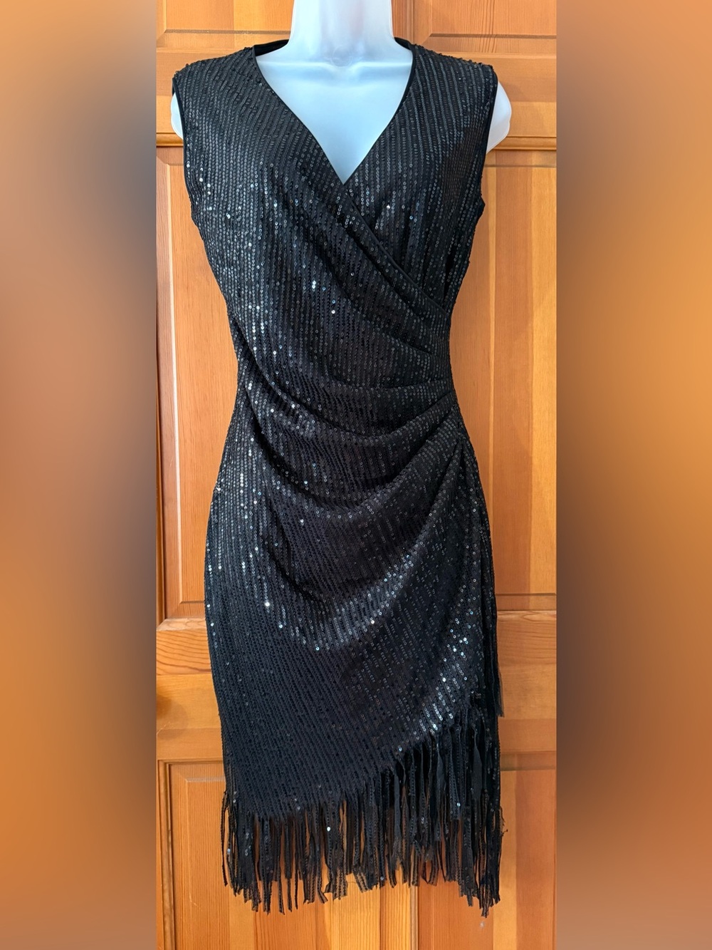 Black Sequin Draped Women’s Dress